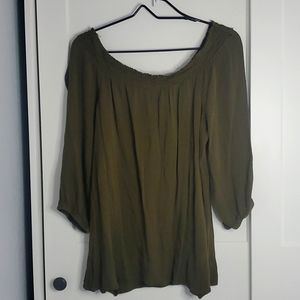 No Boundaries Green Peasant Top XL